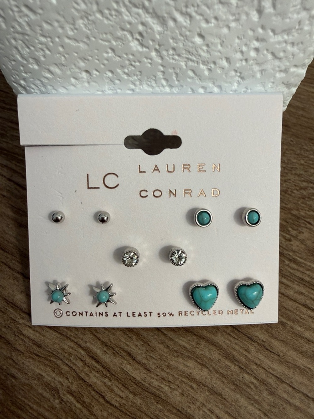LC Lauren Conrad Turquoise and Silver Stud Earring Set - 6 Pairs